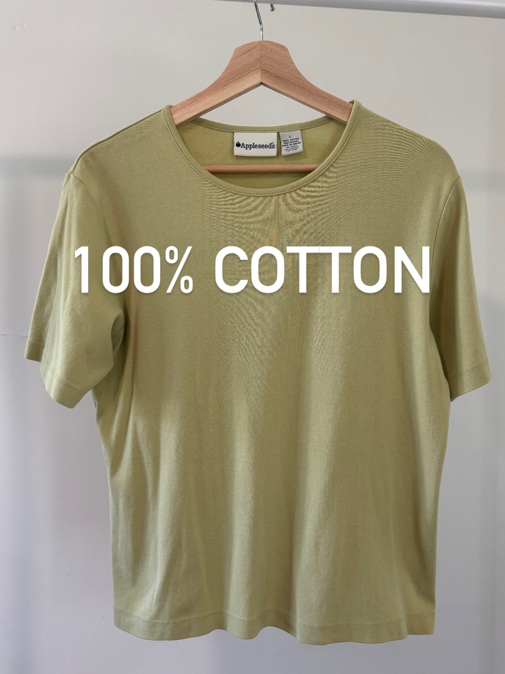 Appleseed's Short-Sleeve Cotton T-Shirt in Muted Green | 100% Cotton | Size L